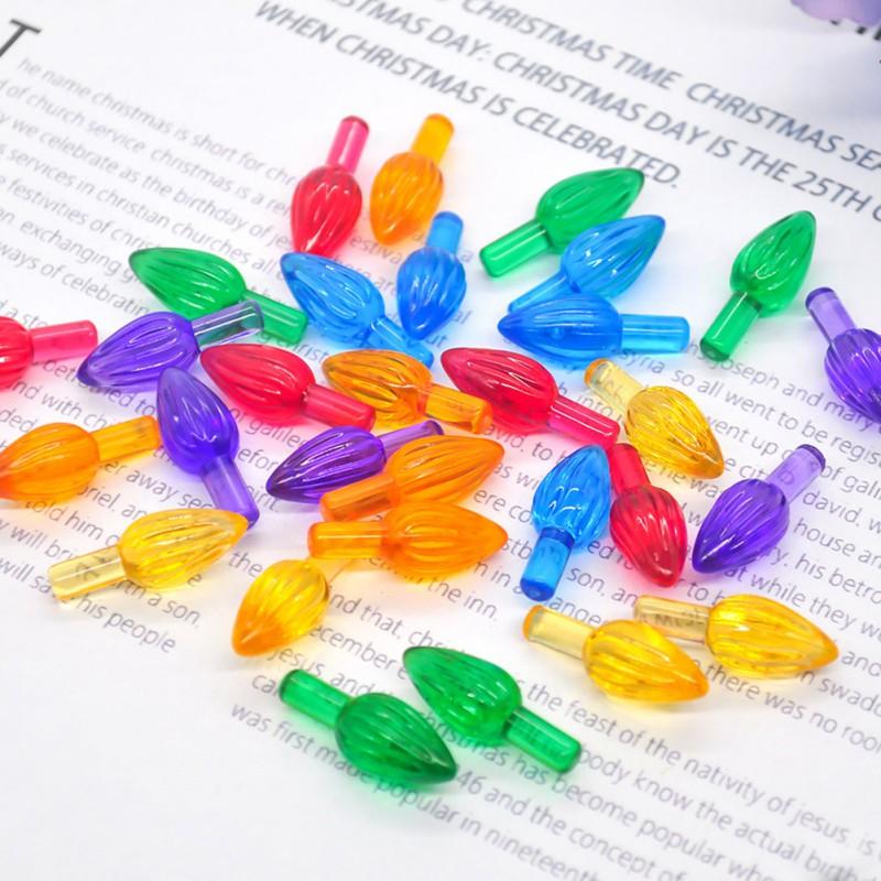 100 Stück Kunststoff Glühbirnen Flammenform Licht Ornament Mehrfarbig Ersatz Glühbirnen für Neujahrsparty Heimdeko
