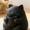 Mini Cute Cat Figurine 3D Printed Drinking Tea Cat Statue Small Desktop Ornament for Living Room Bedroom Office Shelf Decor