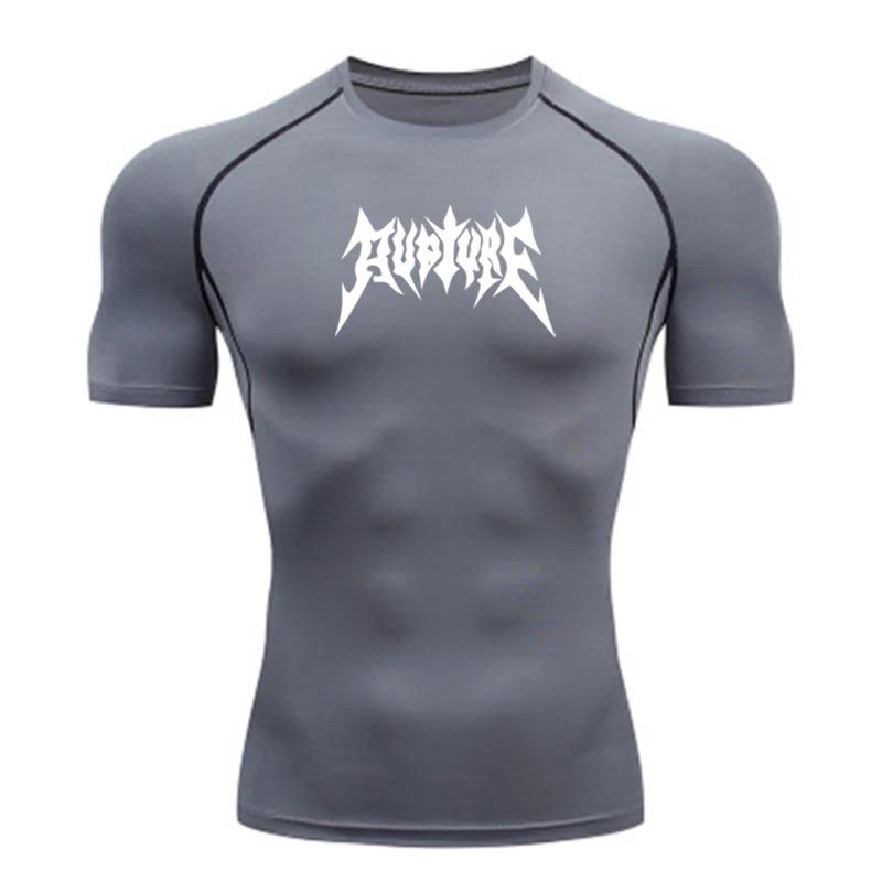 Men Compression Fashion T-shirt Fitness Sportswear Summer Running Gym Sweatshirt Elastic Quick Drying Sports Sweatshirt Elastic Breathable Slim Fit