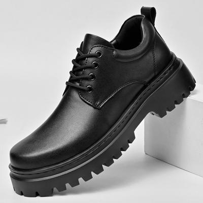 2024New Genuine Leather Men Business Shoes Leisure Thick Bottom Designer Dress Shoes Classic Comfy Antiskid Lace-Up Tooling Shoe