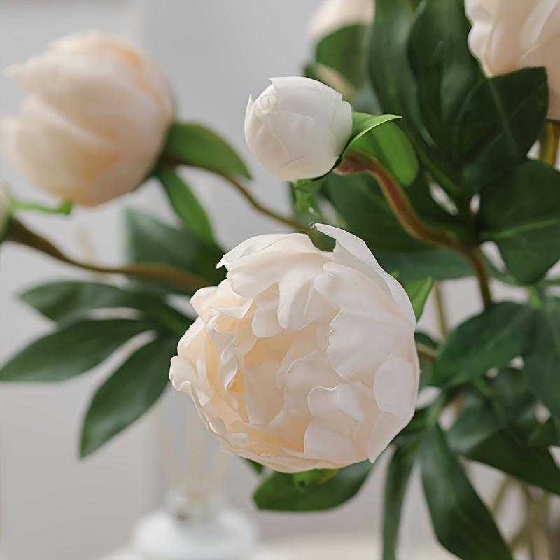 5 Stück Künstliche Pfingstrose mit je 2 Blütenköpfen, Heimhochzeit Weiche florale Fotorequisiten Ornamente Fortgeschrittener Sinn Simulations-Pfingstrosen-Bouquet