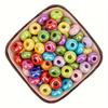 20pcs 15mm solid color mixed color acrylic large hole wheel pearl rainbow DIY bead pen mobile phone chain bead jewelry productio