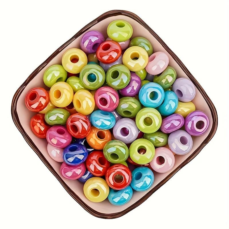 20pcs 15mm solid color mixed color acrylic large hole wheel pearl rainbow DIY bead pen mobile phone chain bead jewelry productio