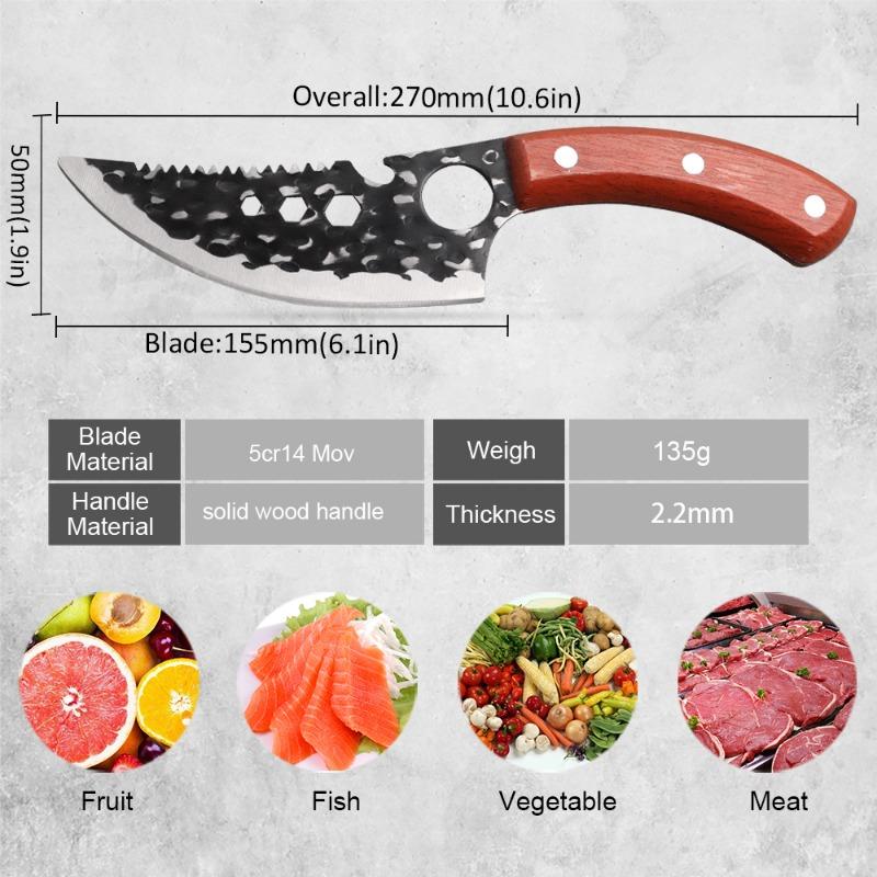 2PCS Knives Set Hand Forged Multipurpose Fruit Knife Stainless Steel Meat Cleaver Vegetable Knife Sharp Butcher Boning Knife