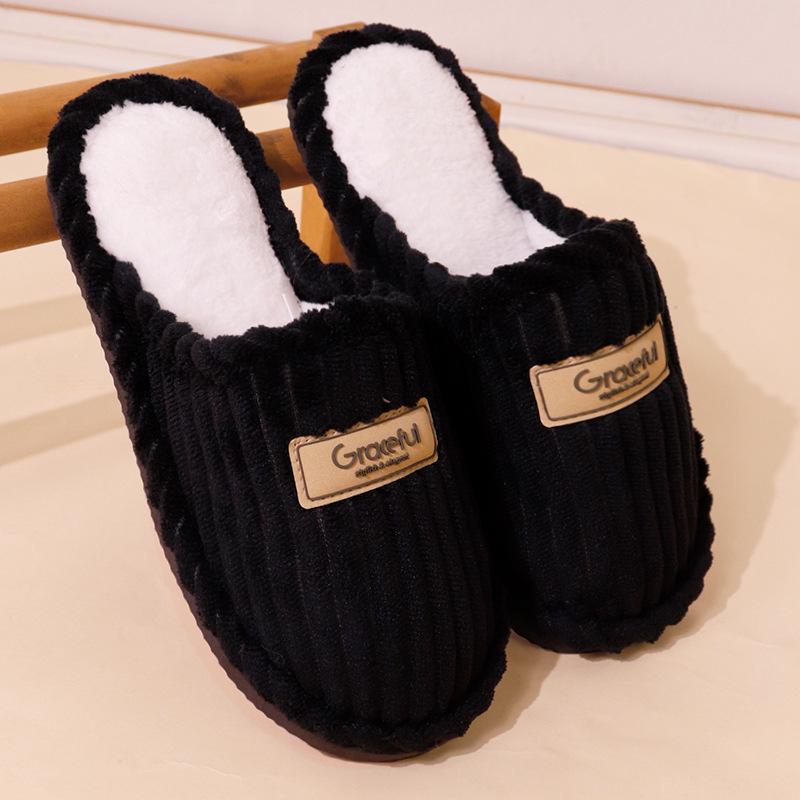 Winter indoor home use non-slip warm men's cotton slippers floor plush cotton slippers