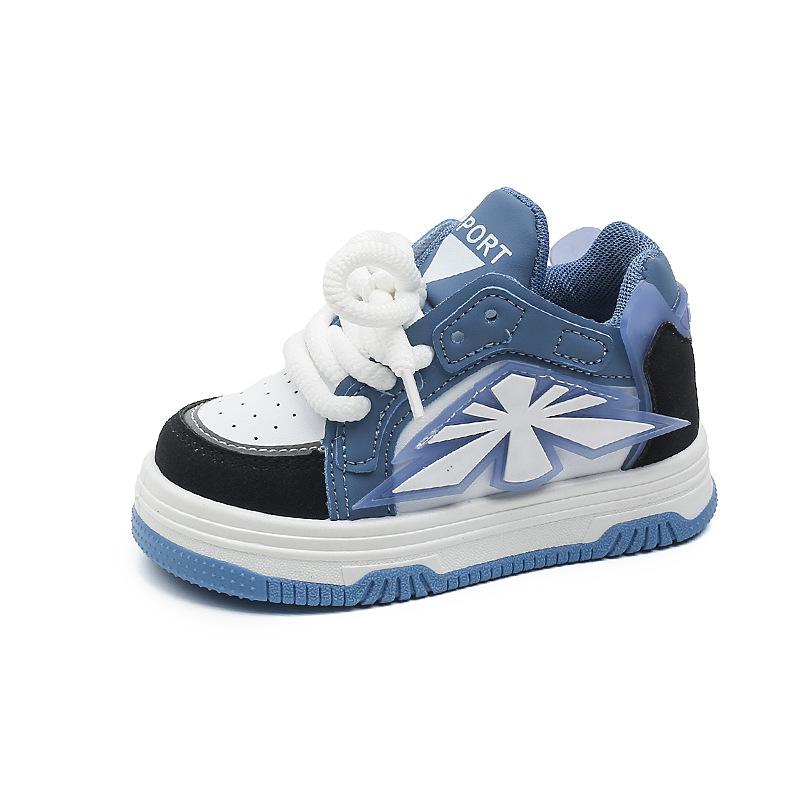 

New Spring and Autumn Fashion All-match Boys and Girls Solid Soft Bottom Casual High Top Sneakers 21 синій