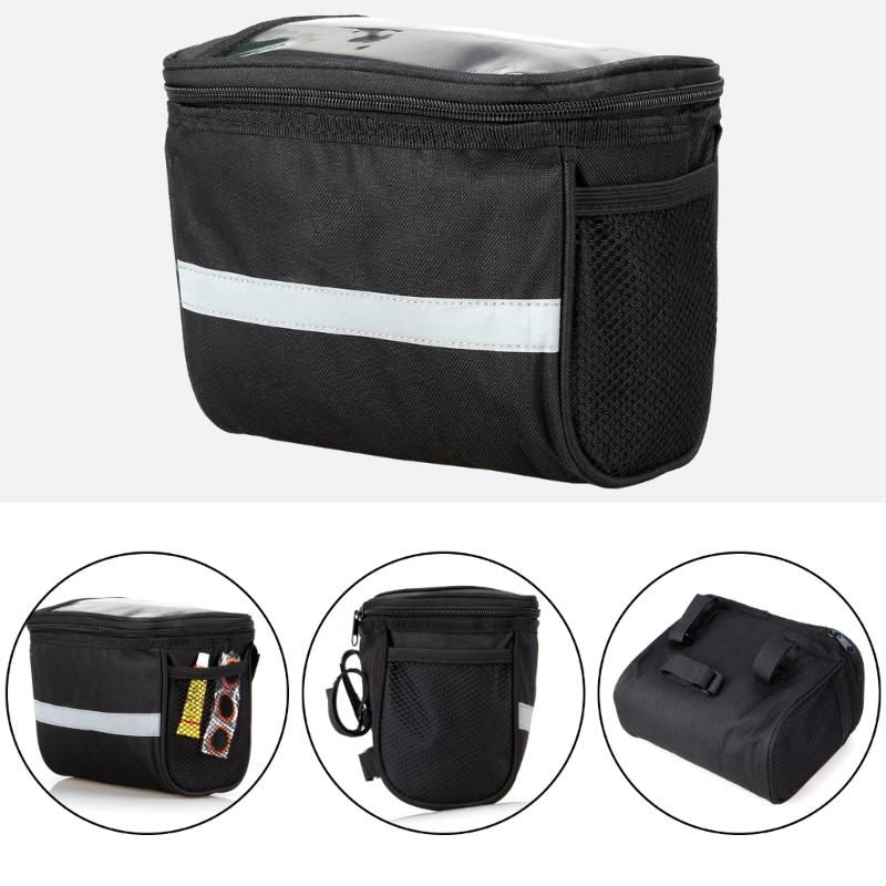 Bicycles Handlebar Bag Bike Panniers Coolers Bag with Reflective Strips Front Handlebar Storage Pouches Cycling Accessory