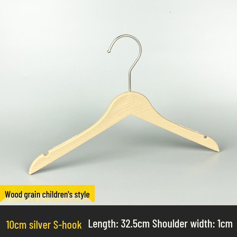 Children's Non-slip Hanger: Plastic Imitation Wood, Black & White, Unpainted Wood Color, No-mark Pants Rack