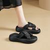 Augustine Black Slippers Summer Wear 2025 New Casual Platform Sandals Sports with Skirt Beach Shoes