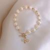 Baroque Freshwater Pearl Bee Charm Bracelet With Zircon Inlay Minimalist Womens Jewelry Accessory
