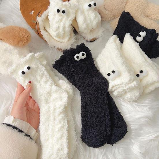 Funny Socks with Big Eyes Warm Cozy Plush Fuzzy Winter Sleep Socks Socks for Women Indoor