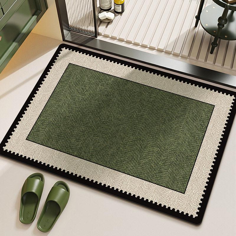 French Retro Non-slip Bathroom Door Mat - Water Absorbing, Easy to Clean, Diatom Mud Floor Mat