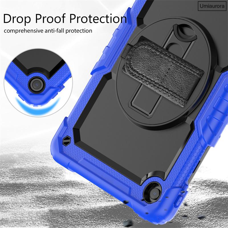 For Lenovo Tab M10 Plus 10.6" TB128FU 3rd Gen 10.1 Inch TB328FU X306F X606F Shockproof Rugged Tablet Case Hand Strap Stand Funda