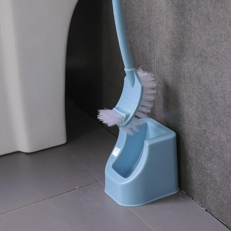 Plastic Toilet Brush Holder Set Bathroom Cleaning Kit Cleaner Curved Toilet Cleaning Brushes Househo