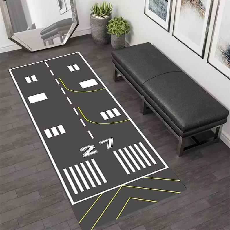Home Use Runner Rug Vintage Airplane Runway Carpet Living Room Personalized Bedroom Bedside Sofa Home Decoration Floor Mat