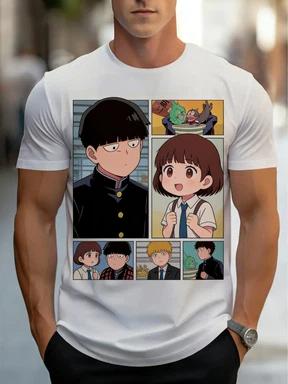 Herren T-Shirt mit Allover-Print - weißes kurzärmeliges Rundhals Sommer Freizeit T-Shirt