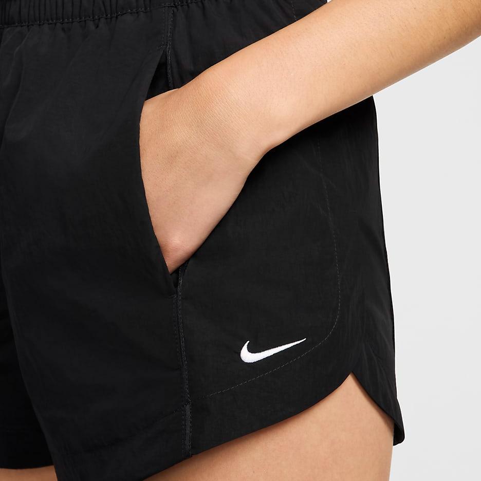 Nike Logo Print Solid Color Mid Rise Casual Shorts Women Shorts Black FV7501-010