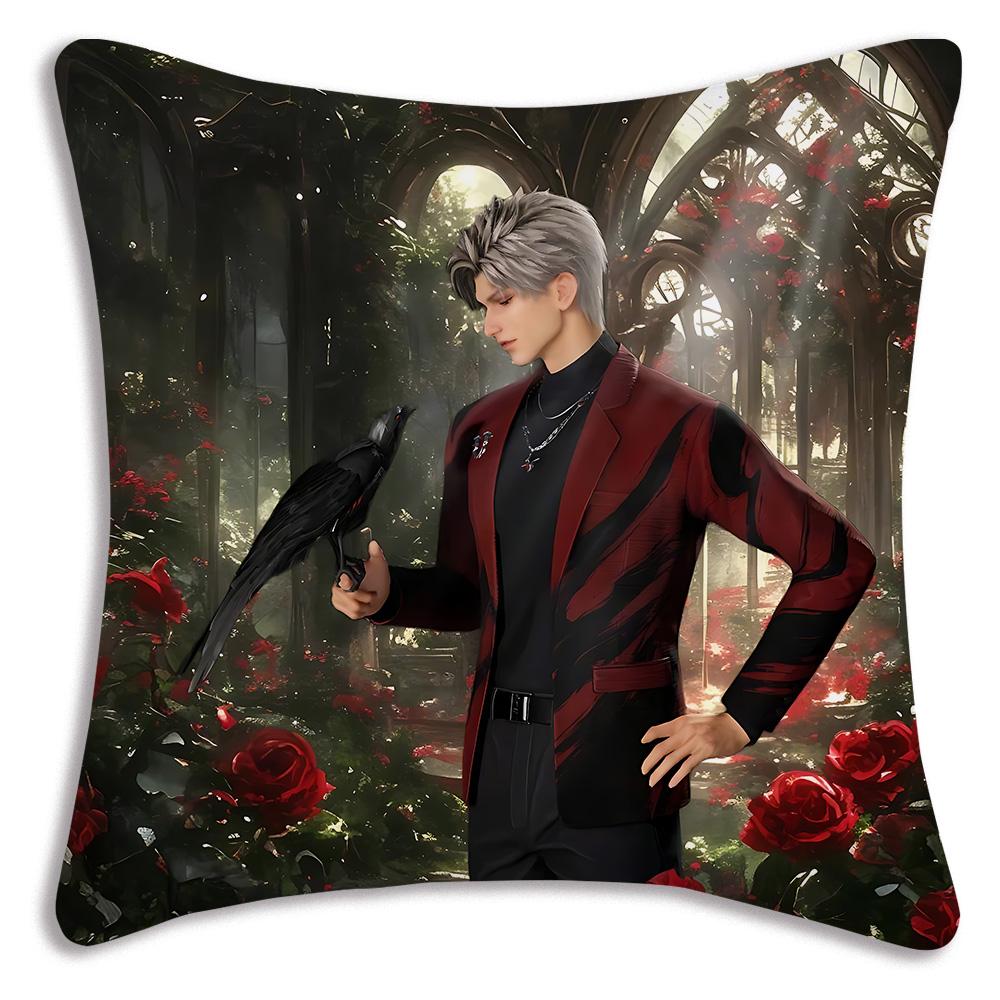 Sylus Love and Deepspace chibiS Pillow Covers Cartoon Sofa Decorative Home Double-sided Printing Short Plush Cute Cushion Cover