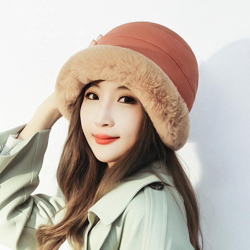 

Осенне-зимняя панама женская толстая плюшевая велосипедная теплая морозостойкая рыболовная шапка красный