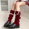 Maillard Rote Spitzensocken für Mädchen - Gemütliche Herbst-/Winter-Strick-Beinwärmer im Y2K-Stil, Perfekt zu Lederschuhen.