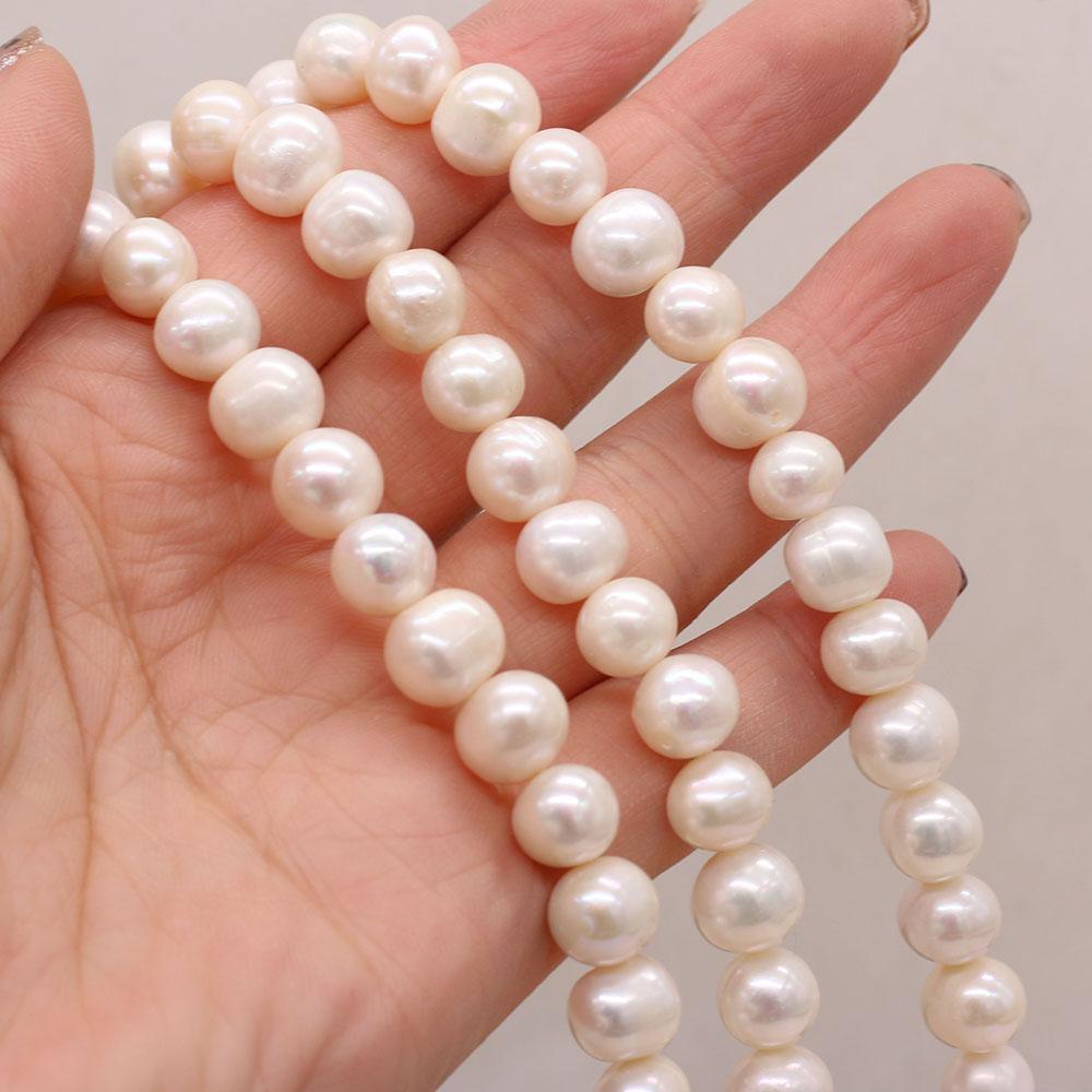 1String, 9-10mm White Natural Freshwater Subcircular Pearls 36cm Loose Beads for Handmade Jewelry Craft Supplies, DIY Holiday Gifts