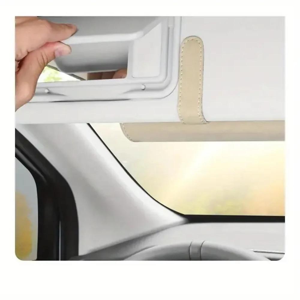 Suede Leather Sun Visor Glasses Case Stable Sunglasses Case Portable Car Glasses Bag  Car  Interior