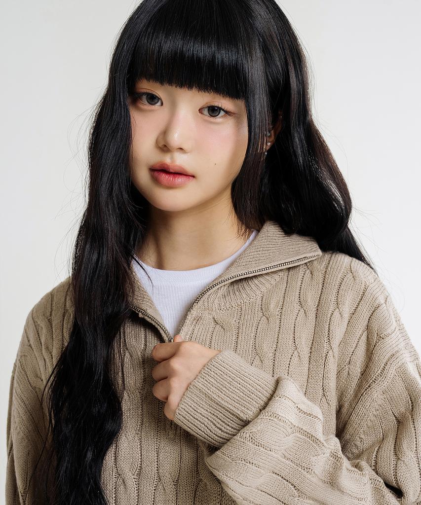LEMAIN SECOND Oversized Voluminous Washable Half-Zip Cable Knit_6 Colors