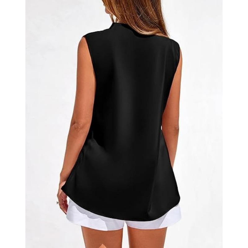 Summer New V-neck Casual Shirt Women's Vest Sleeveless Shirt