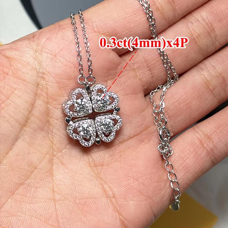 

Женское ожерелье с муассанитом, ожерелье с круглой огранкой 0,3 карата для женщин, серебряное ожерелье с разноцветным муассанитом, новинка 2023 года