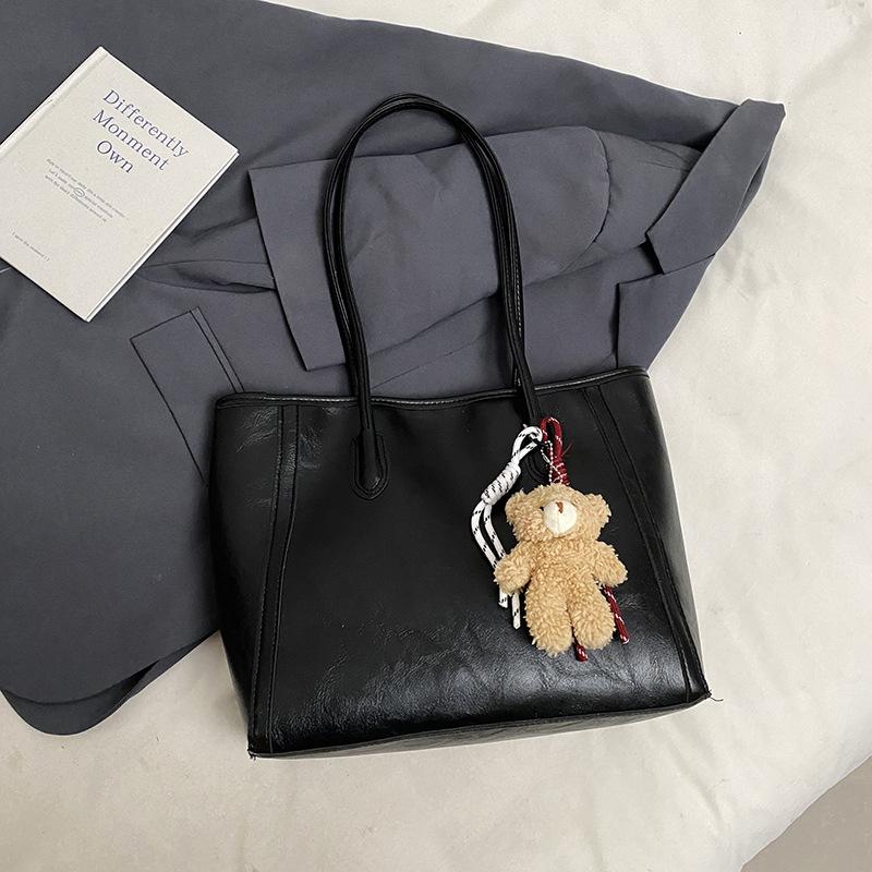 Large Capacity Minimalist Tote Bag for Women Soft Faux Leather Shoulder Handbag