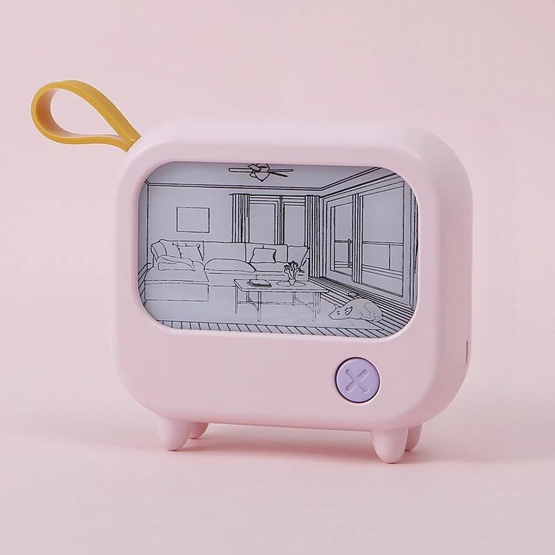 

Mini Painting Night Light TV Styling Design Portable Rechargeable 2 Level Adjustable Brightness Table Decoration Atmosphere Gift Pink