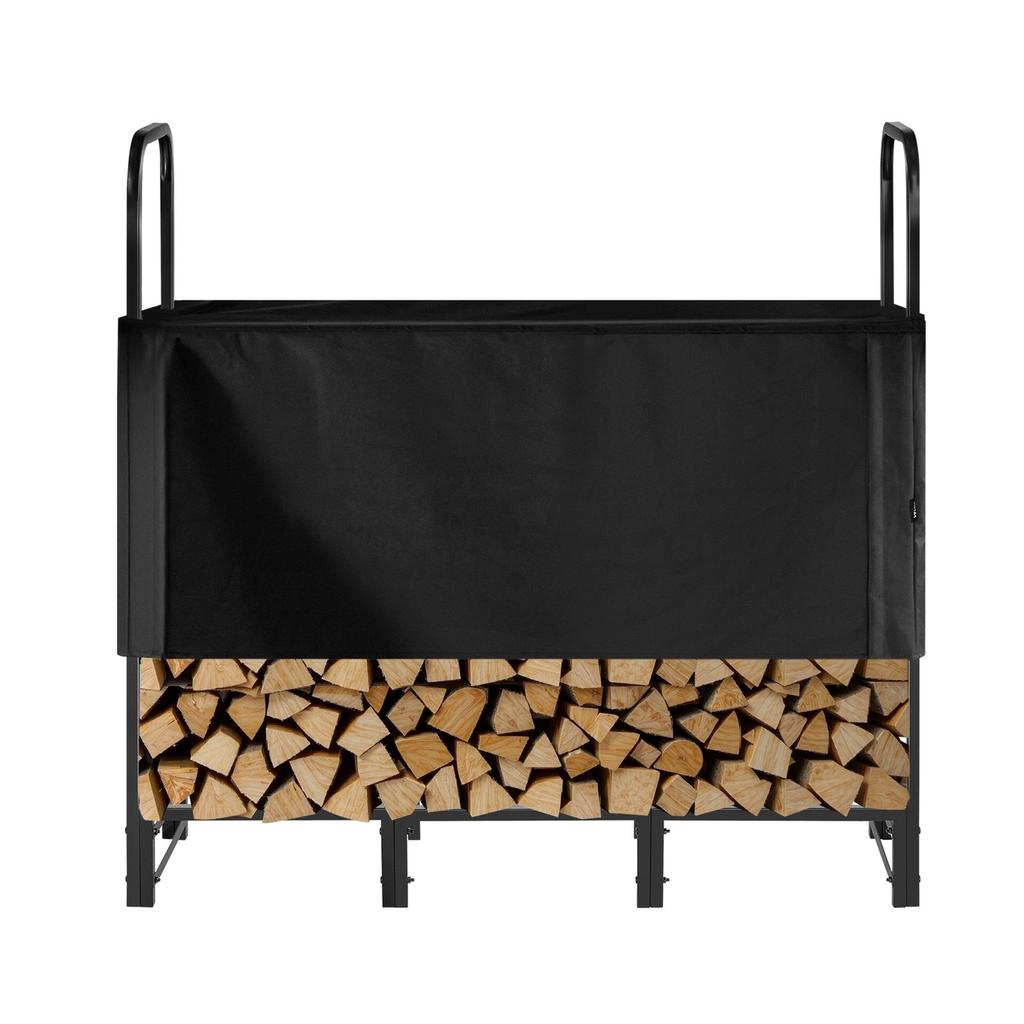 Firewood Rack with Waterproof Cover, 1.22m Outdoor Firewood Holder, 1/4 Cord Storage Metal Log Holder, 400lb Max Weight Capacity, Top Covered,