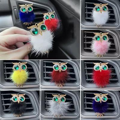 Diamond Fluffy Owl Car Air Freshener Solid Fragrance Diffuser Car Air Conditioner Outlet Vent Perfume Clip Interior Accessories