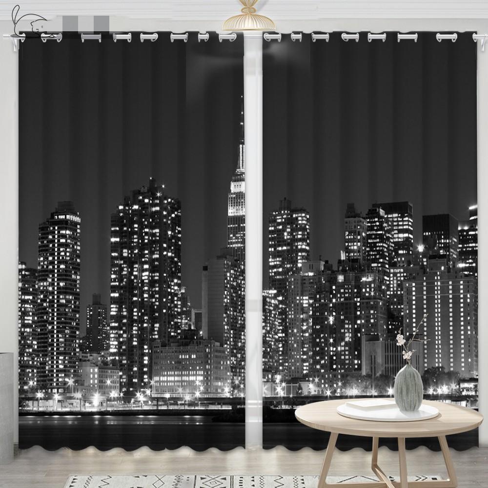 2Panels New York City Night Curtain Statue of Liberty Curtain for Bedroom Living Room Kitchen Window Blinds cortinas Grommet Top