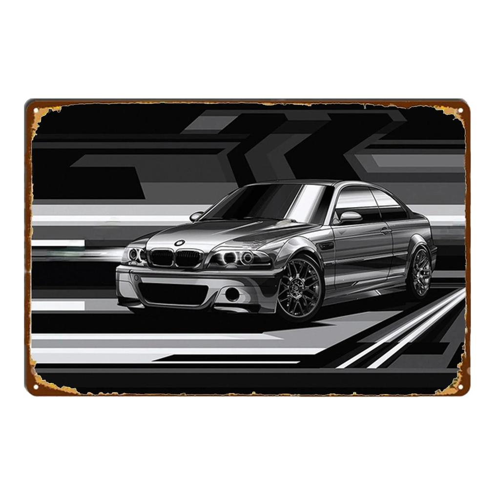 Sports Car Racing Poster Rust Shabby Tin Sign Art Decor Garage Bar Man Cave Signs Decorative Plaques Wall Metal Tin Plate Sig