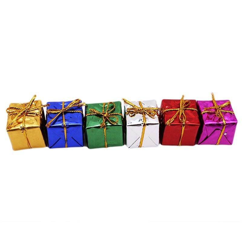 12/24PCS Mini Xmas Gifts Boxes Christmas Ornaments Gifts Xmas Tree Hanging Pendants For Navidad Party Decorations Supplies