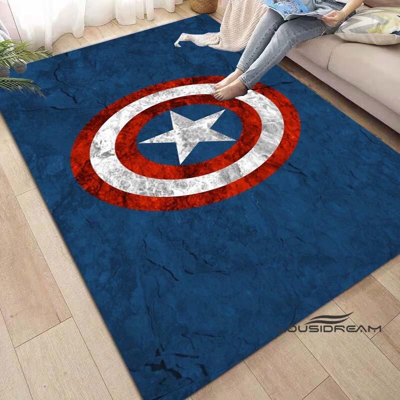 Captain America Cartoon-Themed Rug — Living Room Home Décor, Bedroom, Sofa & Doormat Accent, Children's Rug, Non-Slip Mat