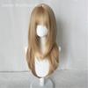 Flax Gold Synthetic Wig with Bangs Long Straight Hair High-Layered Lolita Wigs for Women's Daily Cosplay Wig Heat Resistant