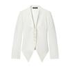 Womens Single-Breasted V-Neck Long Sleeve Blouse Pleated Chest Mid-Length Casual Blazer 2026 Fall
