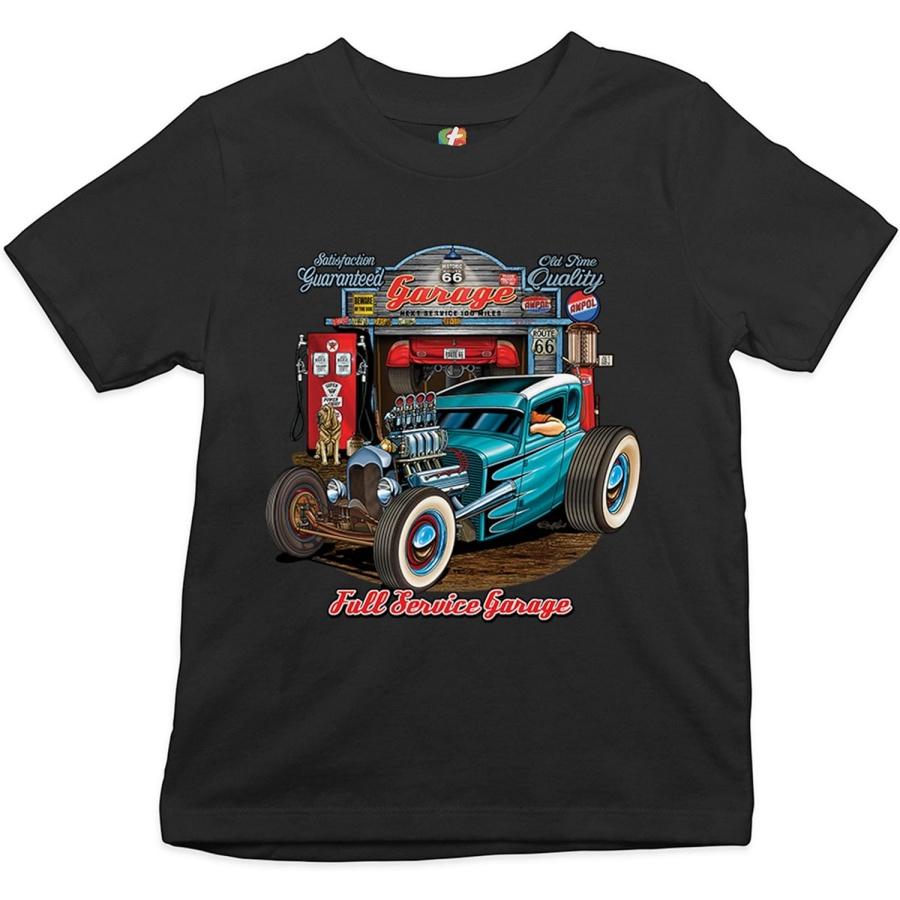 Hot Rod Garage Youth T-Shirt Historic Route 66 Old School Drag Racing Kids Small Black XXXXXL разноцветный