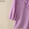 ZANZEA Women Ruffles V-Neck Solid Color Loose 3/4 Sleeve Blouse