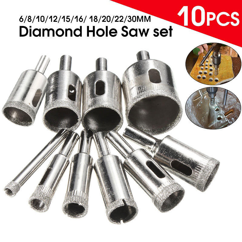 1 Set 10pcs 6mm Diamond Coated Core Hole Saw Drill Bit Glass Tile Ceramic Marble 1 Set 10pcs 6mm Diamond Coated Core Hole Saw Drill Bit Glass Tile Ceramic Marble
