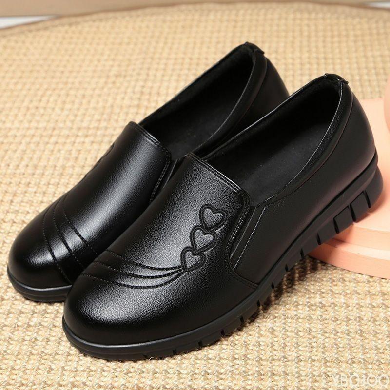 2025 Black anti slip work Shoes Women's Barefoot Mom Flats Kitchen waterproof shoes Soft leather comfortable ladies flat Zapatos