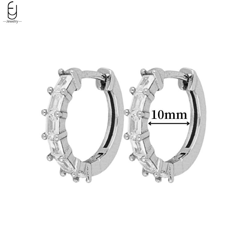 925 Silver Ear Buckles Fashion Hoop Earrings White Crystal Luxury Women's Earrings Wedding Women's Jewelry Premium Gift