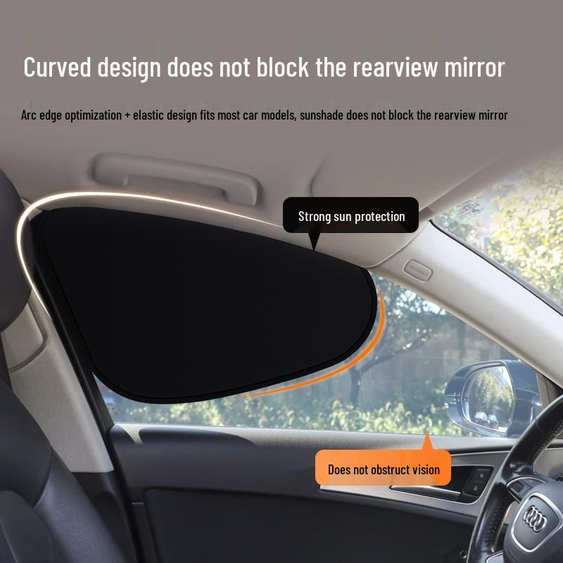 Foldable Car Sunshade: Static Cling Film for Window, Heat Insulation, Sun and Light Blocker, Summer Sun Protection. Front (Pair)