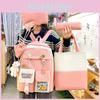 Fivepiece School Bag Five Piece Set With Color Blocked Letter Print For Teens