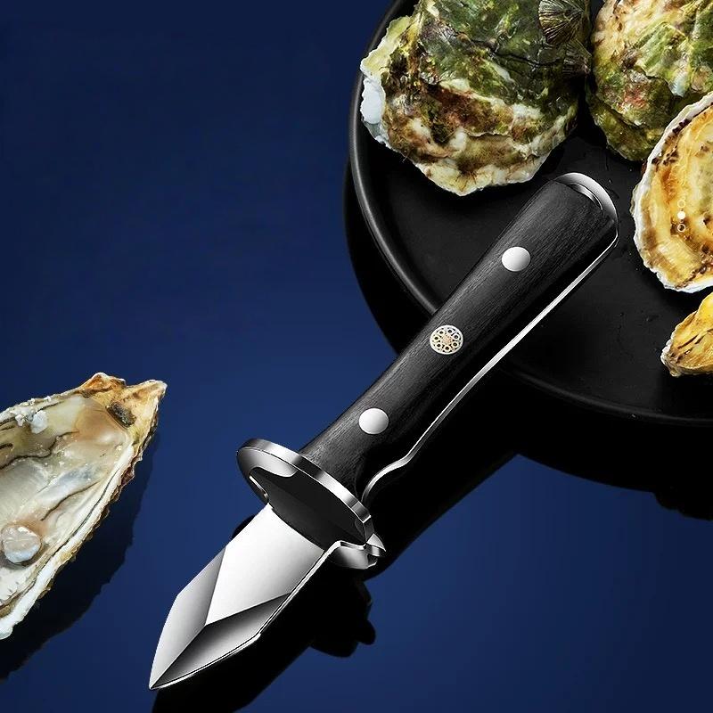 Style Black Color Wood Stainless Steel Oyster Knife Kitchen Tools Accessories Light Luxury Thickened Shell Opener Gadgets