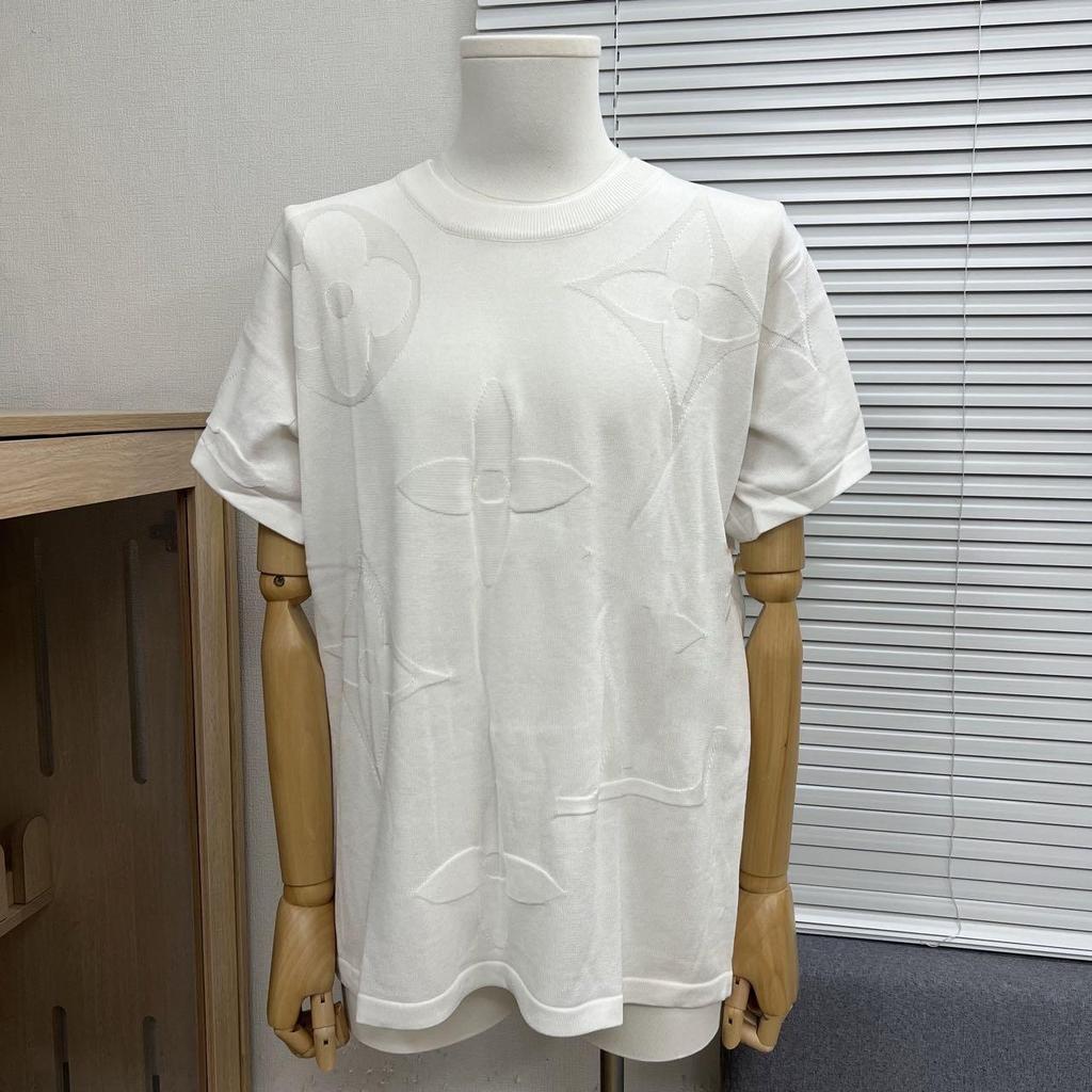 2025 Vår/Sommar Trendig Jacquardetikett Stickad Kortärmad Logotyp T-shirt