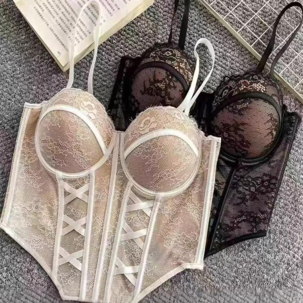 Fishbone Lace Corset Bottoming Shirt Girl's Suspender Vest Chic Slim Lace Crop Top Lady
