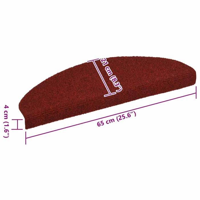 VidaXL 15x Tapis d'Escalier Auto-adhésif Poinçon Aiguilleté Rouge Protection 132700